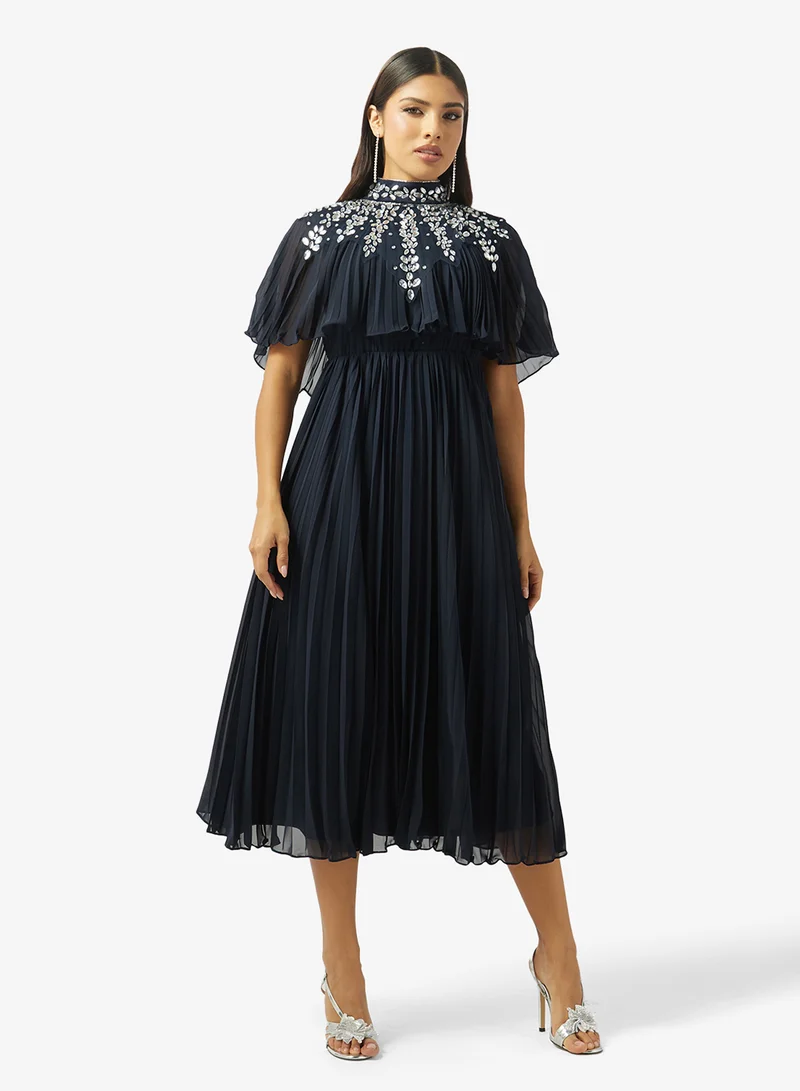 Amelia Rose Embellished Tiered Midi Dress